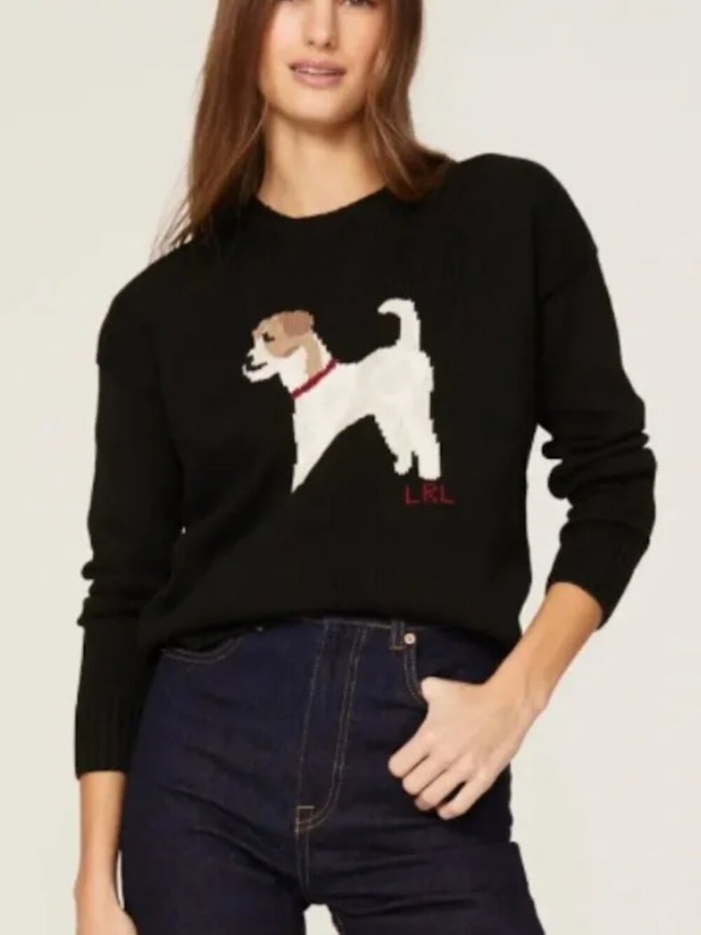 Ralph Lauren Dog Sweater Jack Russell Crew Black Large